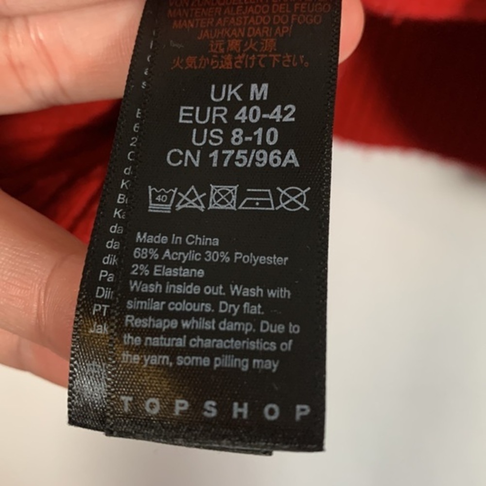 Topshop Red Knit Pullover Sweater Oversized - Picture 7 of 7